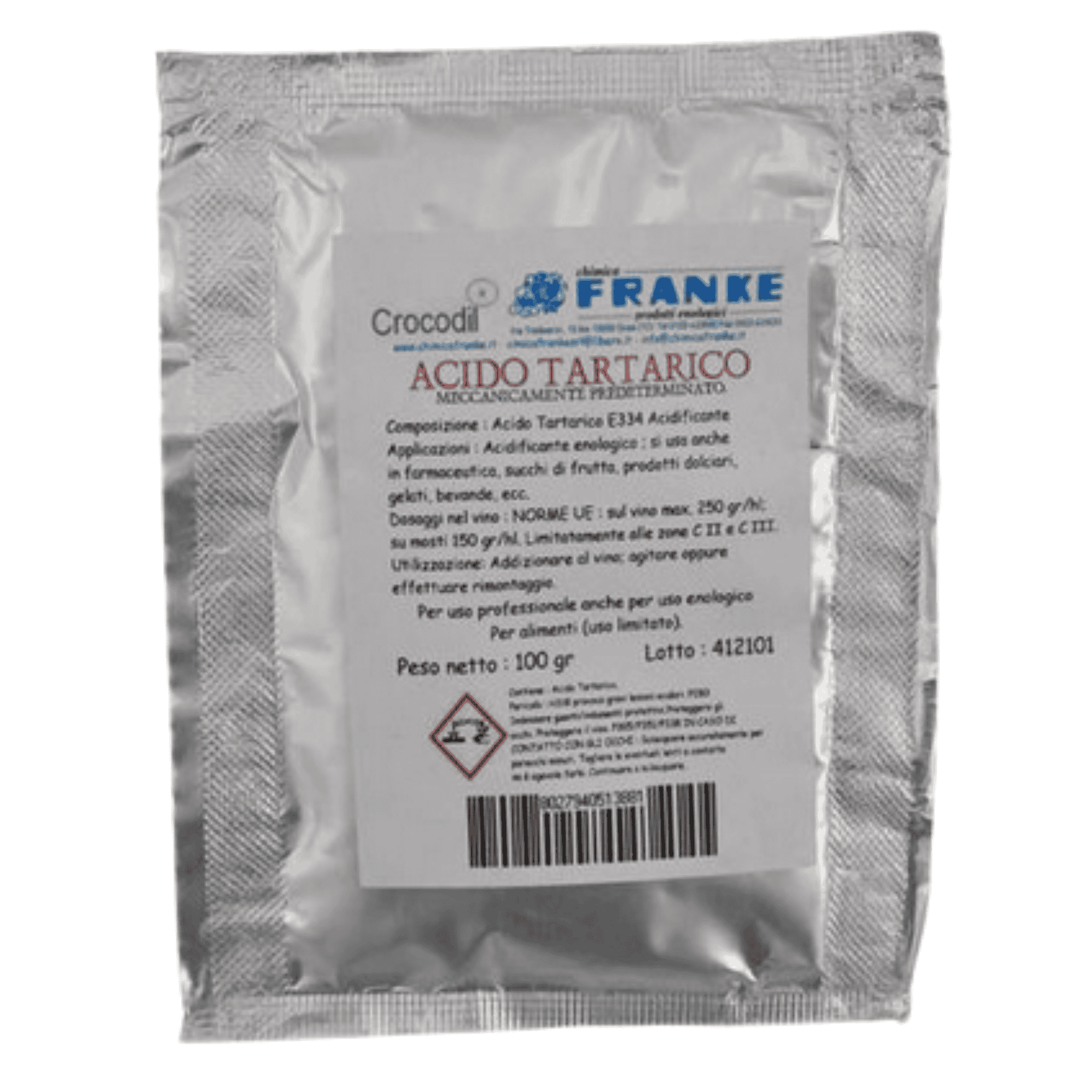 ACIDO TARTARICO FRANKE ACIDIFICANTE ENOLOGICO MULTIUSO FORMATI 100G E 1KG