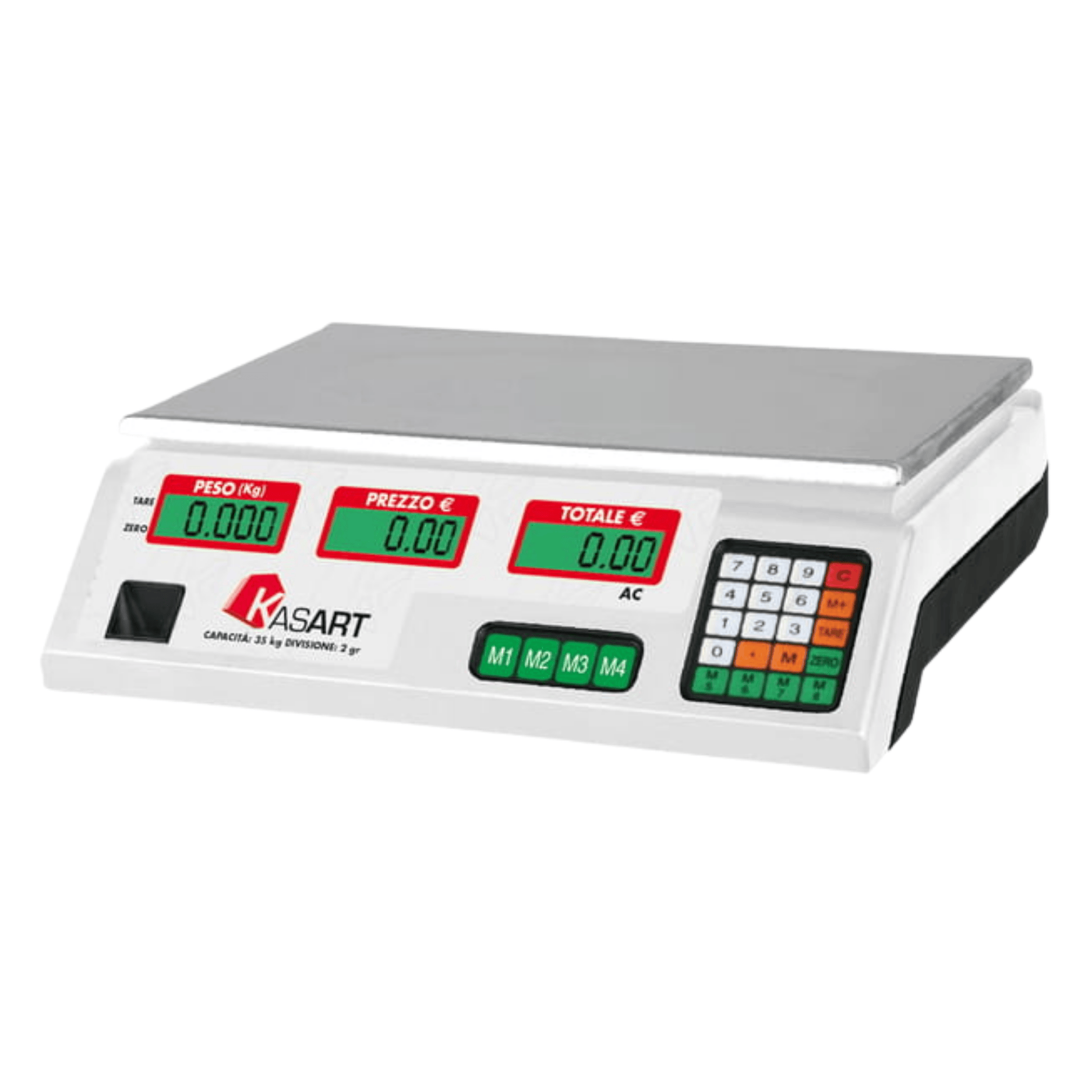 Bilancia Digitale Professionale Con Display Lcd A 3 Quadranti | Piatto In Ferro 34x23 Cm | Portata 35 Kg