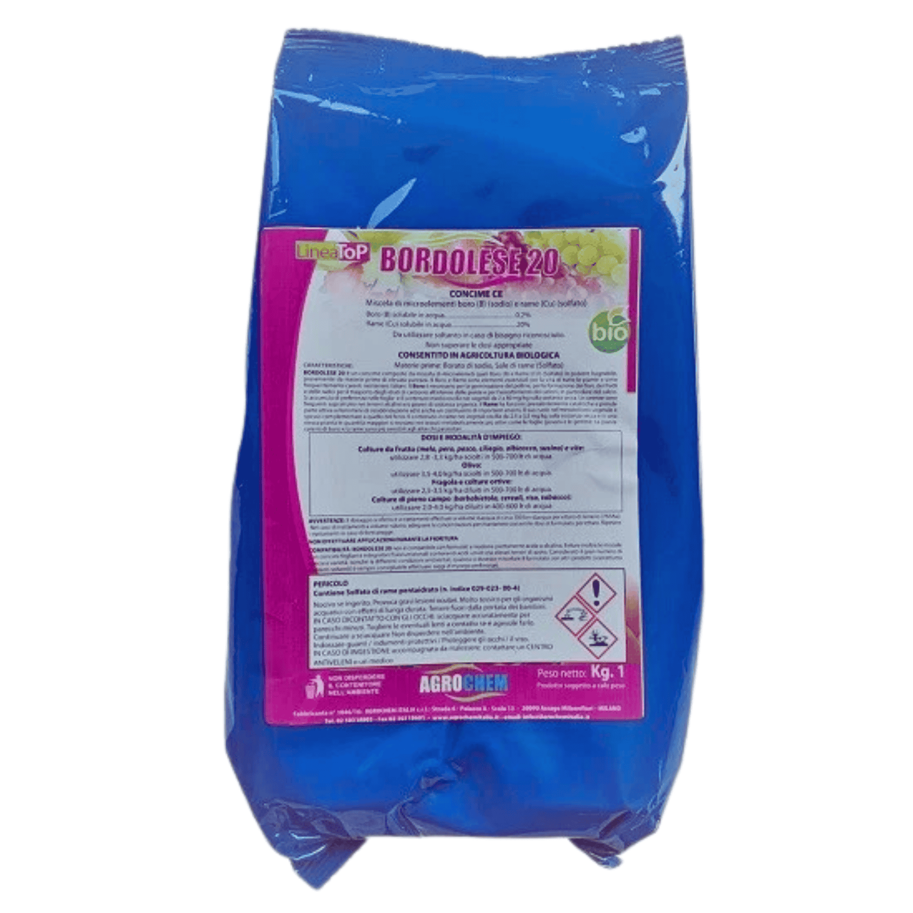 Poltiglia Bordolese 20 Biologica Agrochem In Polvere | Rame Ossicloruro 20% + Boro Solubile | Confezione 1 Kg