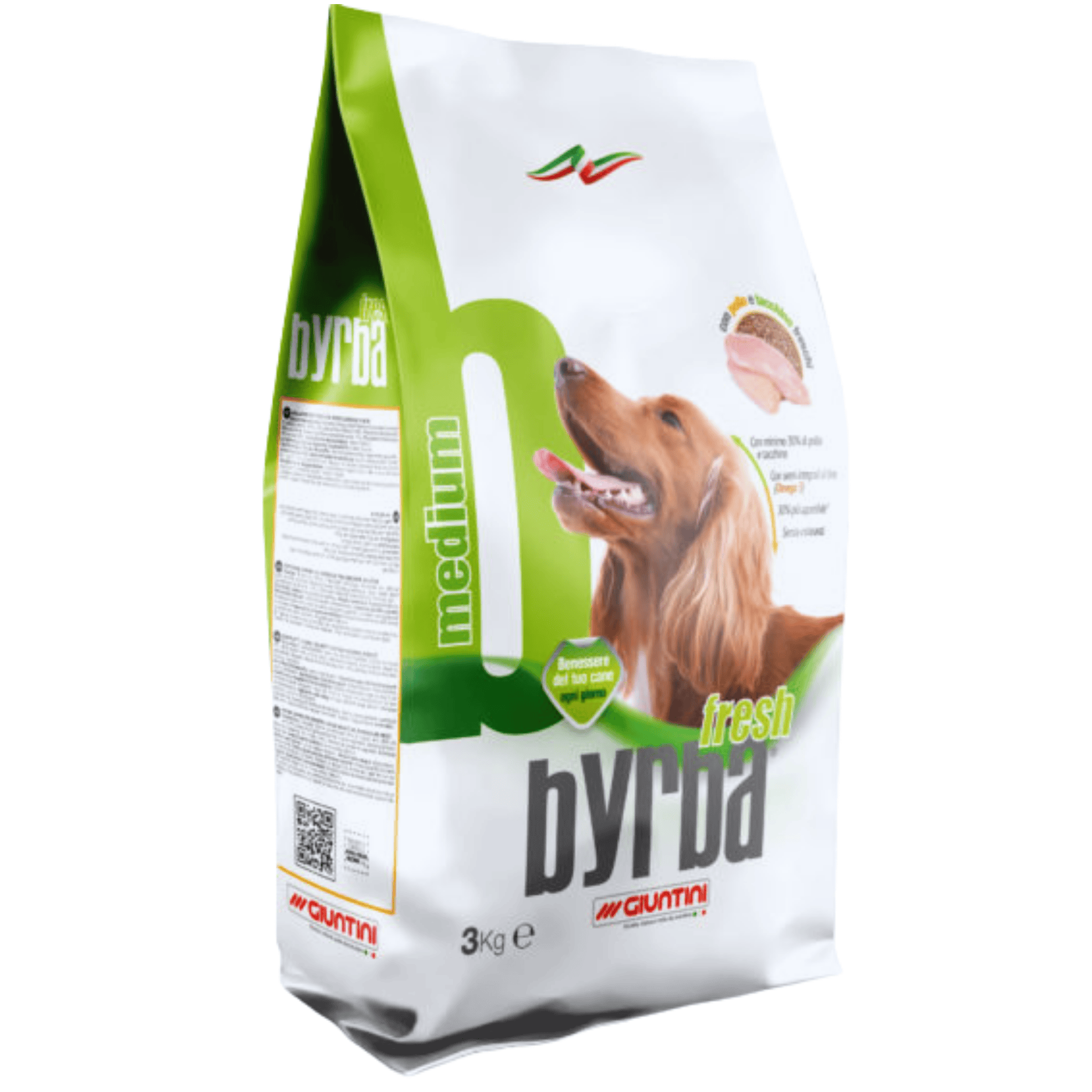Byrba Fresh Medium Giuntini 2 Kg | Alimento Completo Cani Taglia Media | Pollo, Tacchino E Semi Di Lino