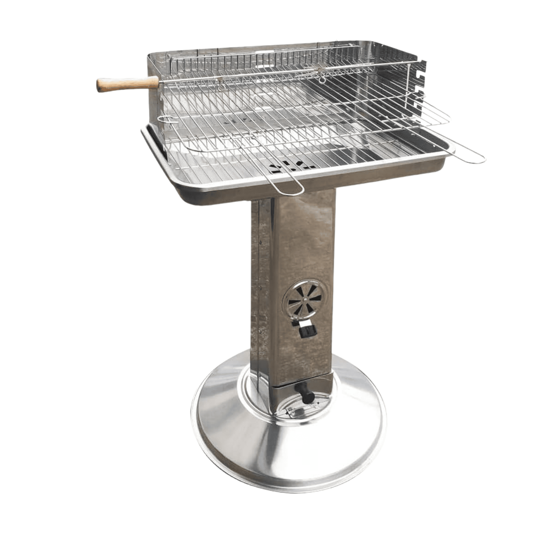 Barbecue El Gaucho Arizona Inox A Carbone | Griglia 54x35 Cm | Spiedo Girarrosto | 58x38x87h