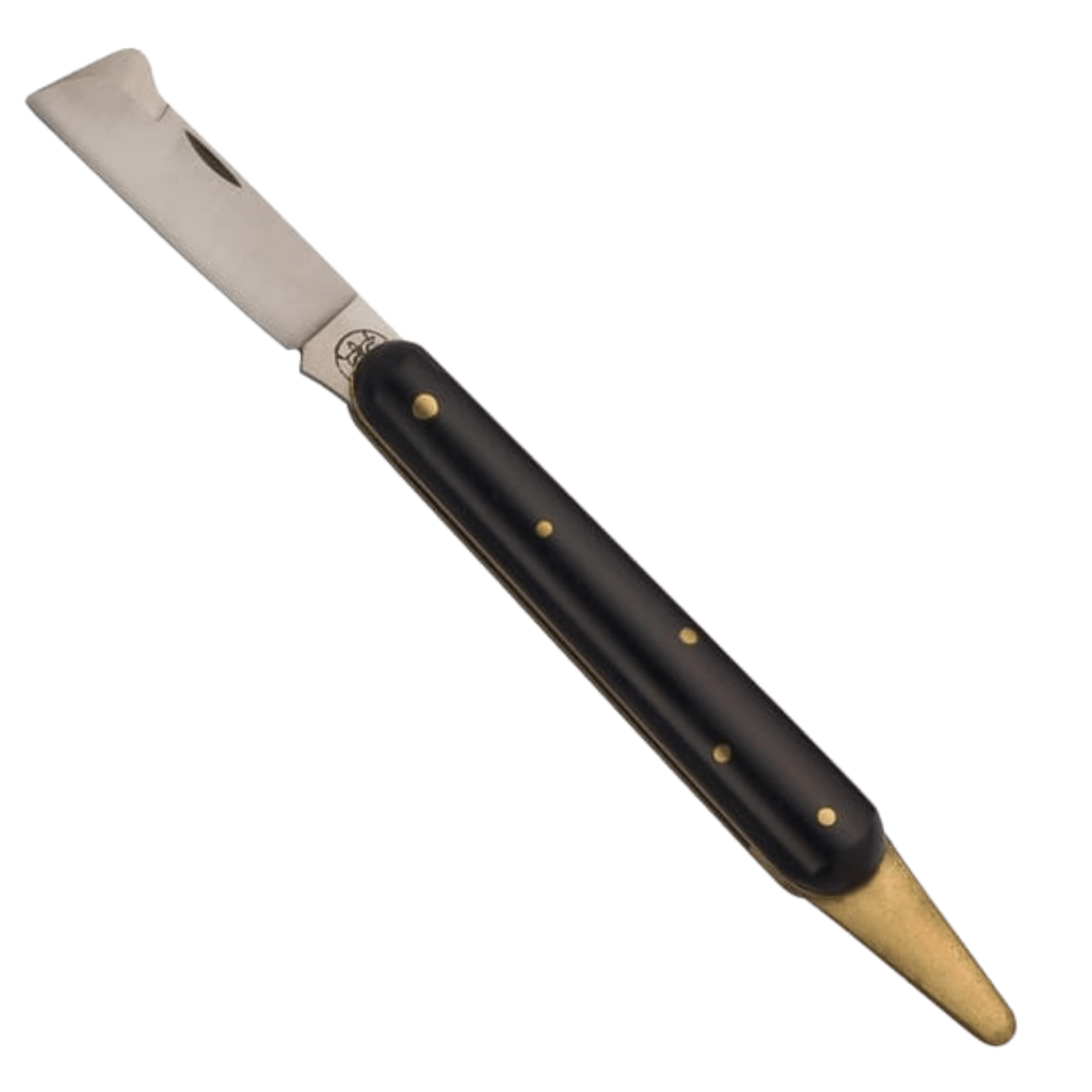 Coltello Da Innesto Due Buoi 202 P Con Salvagemma | Lama Inox Prof. | Manico Finto Corno Ergonomico.