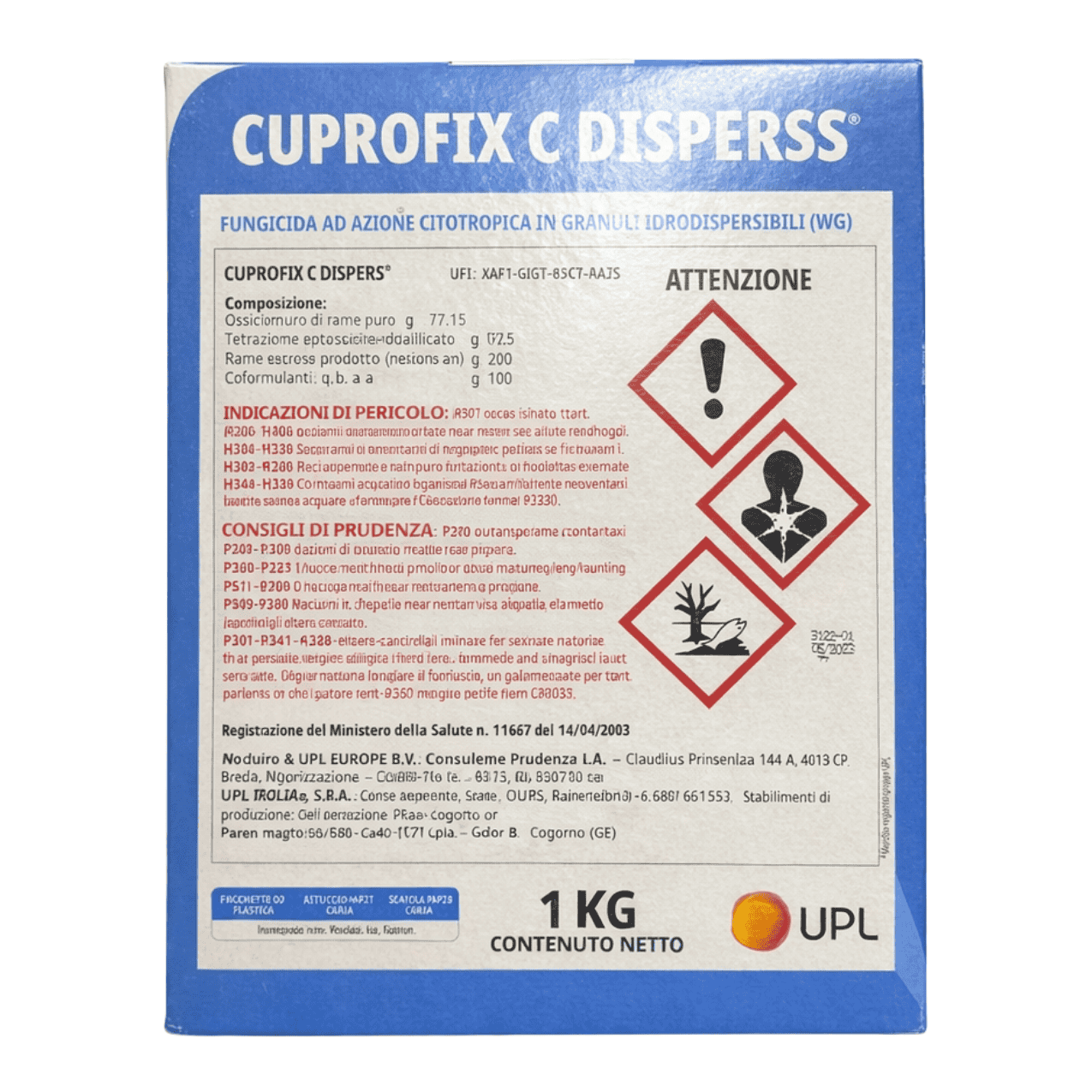 Cuprofix C Disperss Fungicida Sistemico E Di Contatto | Rame 20% + Cymoxanil 4% WG 1 Kg