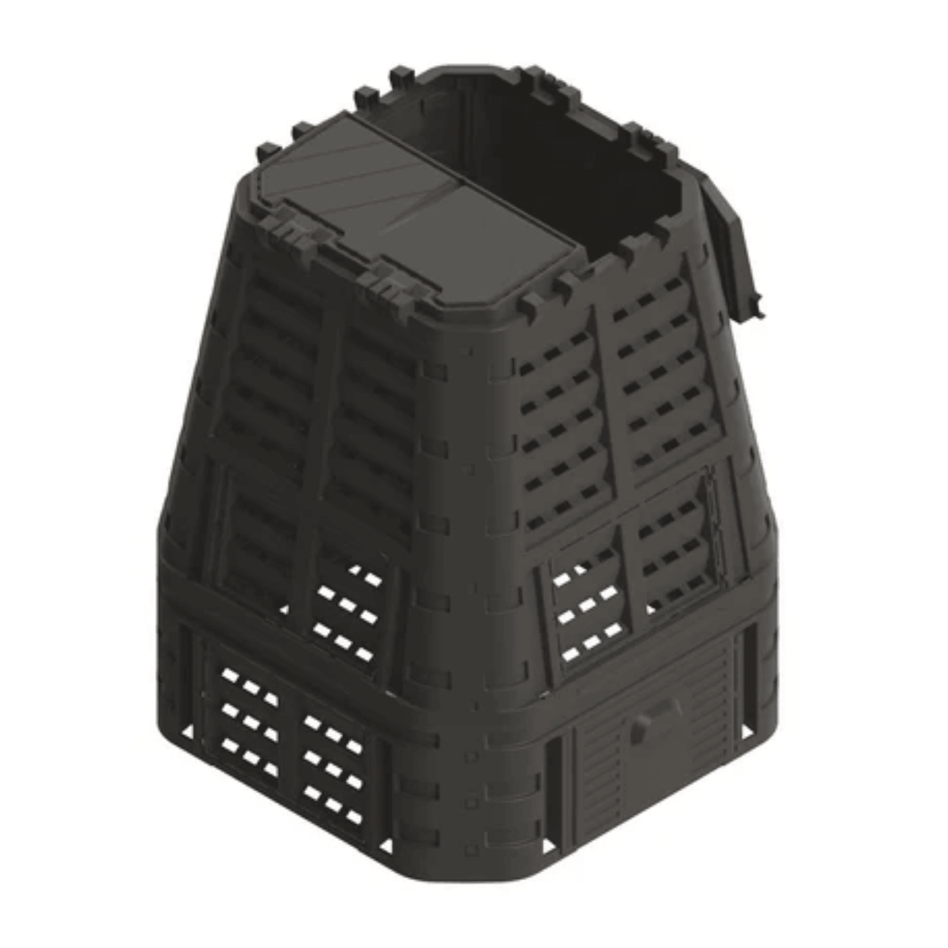 Compostiera Brixo Kompobox 740 Litri Da Giardino | Plastica Riciclabile Nero | Portello Superiore Lucchettabile