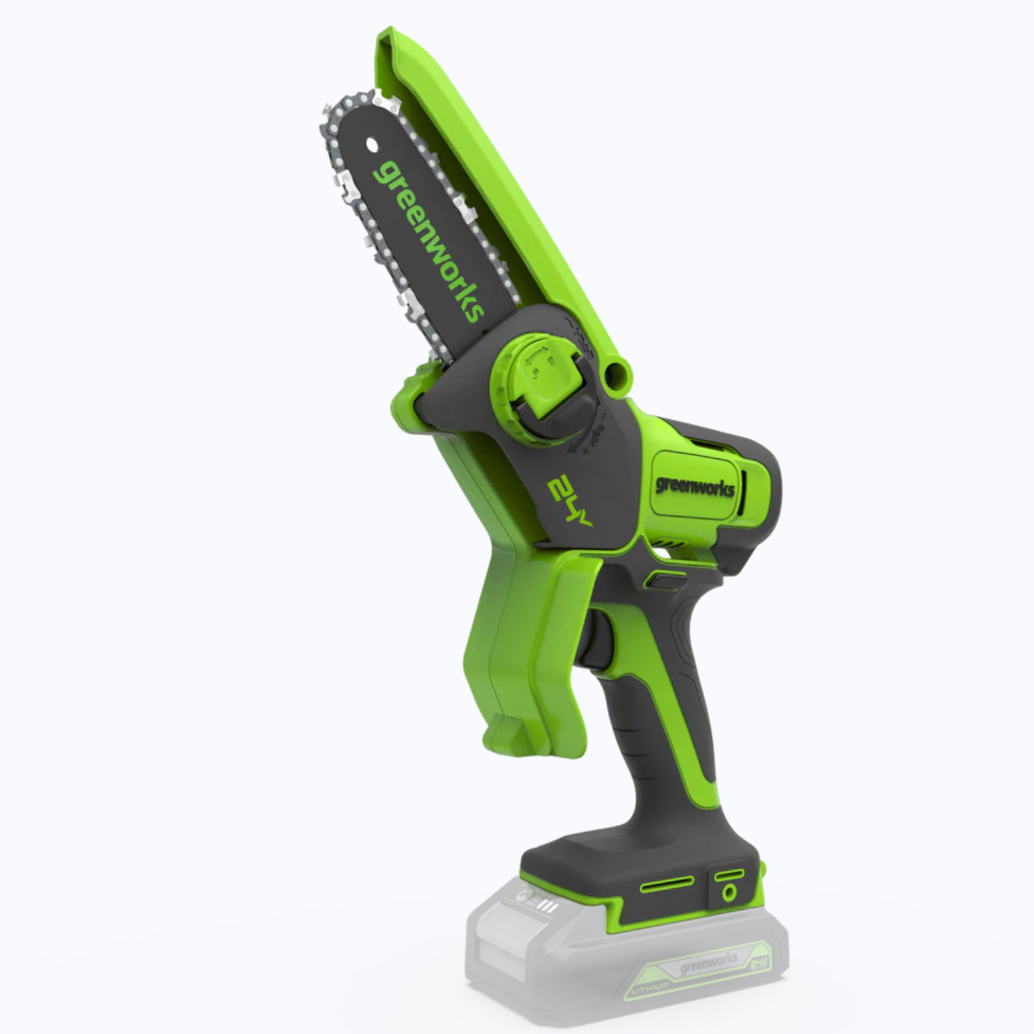 Mini Motosega A Batteria Greenworks G24MCS10 24V | Barra 10 Cm | Kit Completo Con Batteria 2Ah | Caricabatterie Incluso