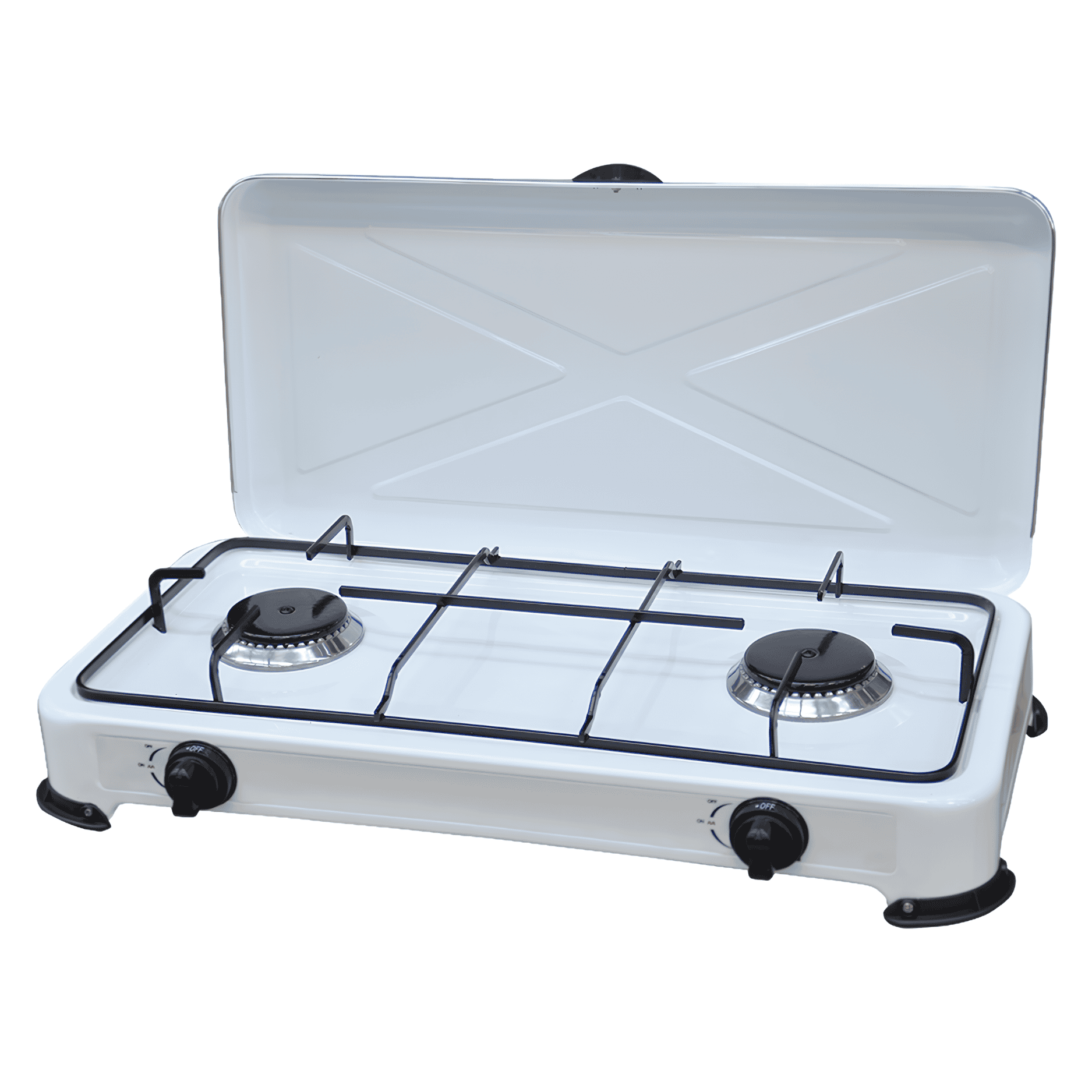 Fornello 2 Fuochi A Gas GPL Kasart | Piano Cottura Portatile In Acciaio Smaltato Con Bruciatori Inox 2,2 kW