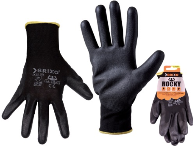 Guanti Da Lavoro Professionali Brixo Rocky In Nylon Spalmato In Poliuretano | Massima Sensibilità | Taglia Unica | Presa Antiscivolo | Uso Prolungato In Agricoltura E Giardinaggio