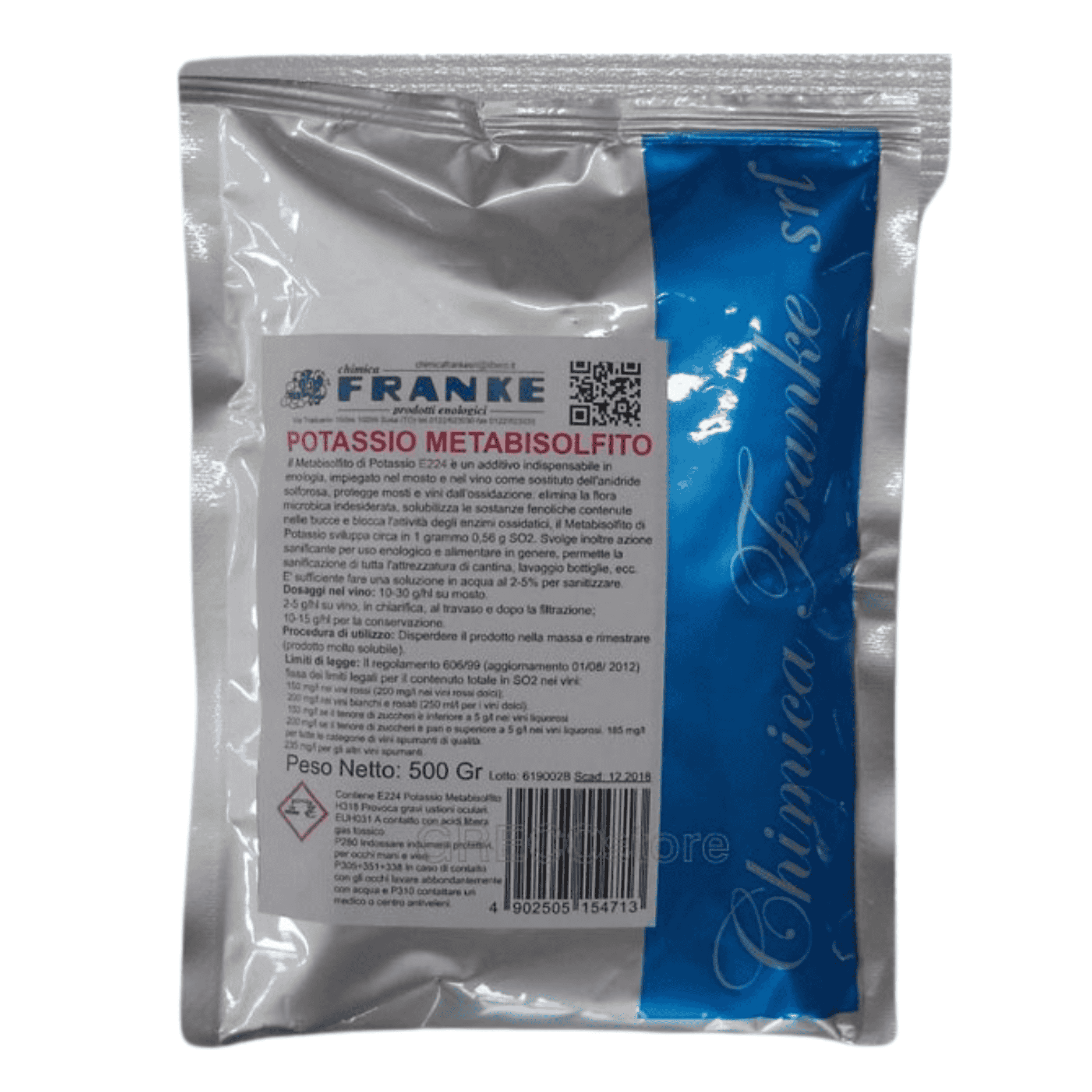Metabisolfito Di Potassio Franke 100g E 1kg | Additivo Antiossidante E Microbico