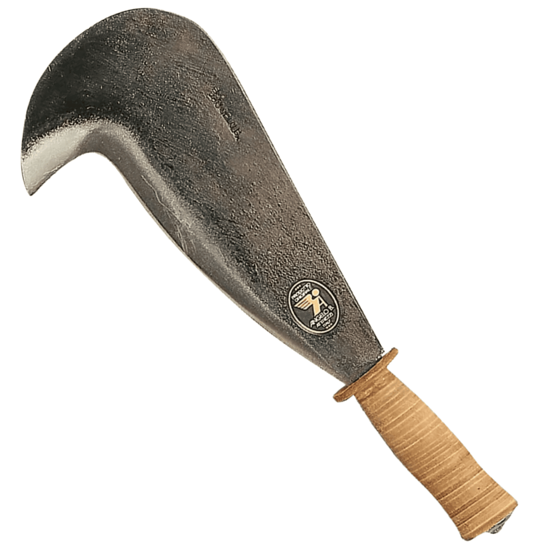 Roncola Professionale Angelo B Modello Maremma | Lama In Acciaio Forgiato | Manico In Cuoio Cm 30