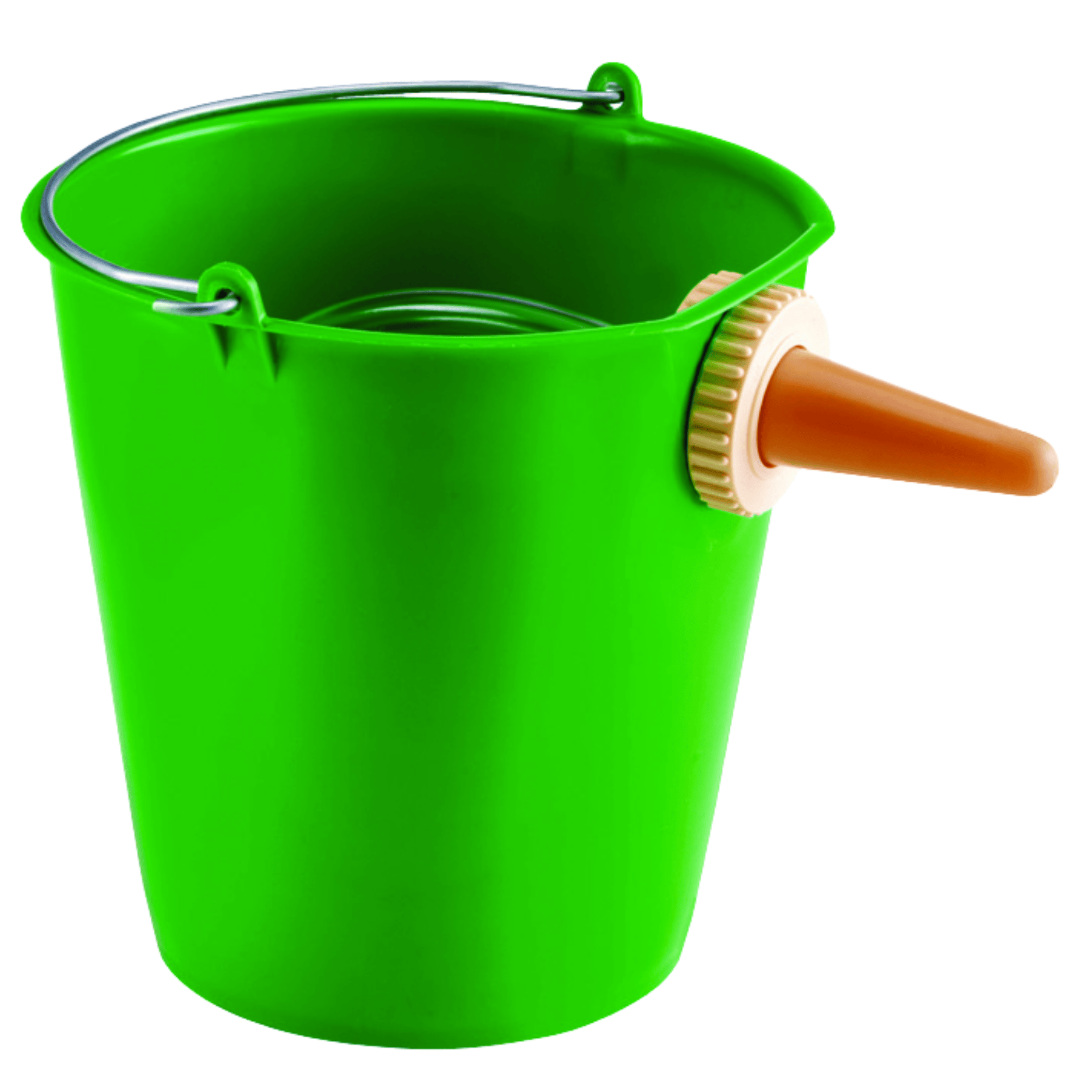 Secchio Verde Con Poppatoio Per Vitelli Brixo | In Plastica Resistente | Tettarella In Gomma Morbida