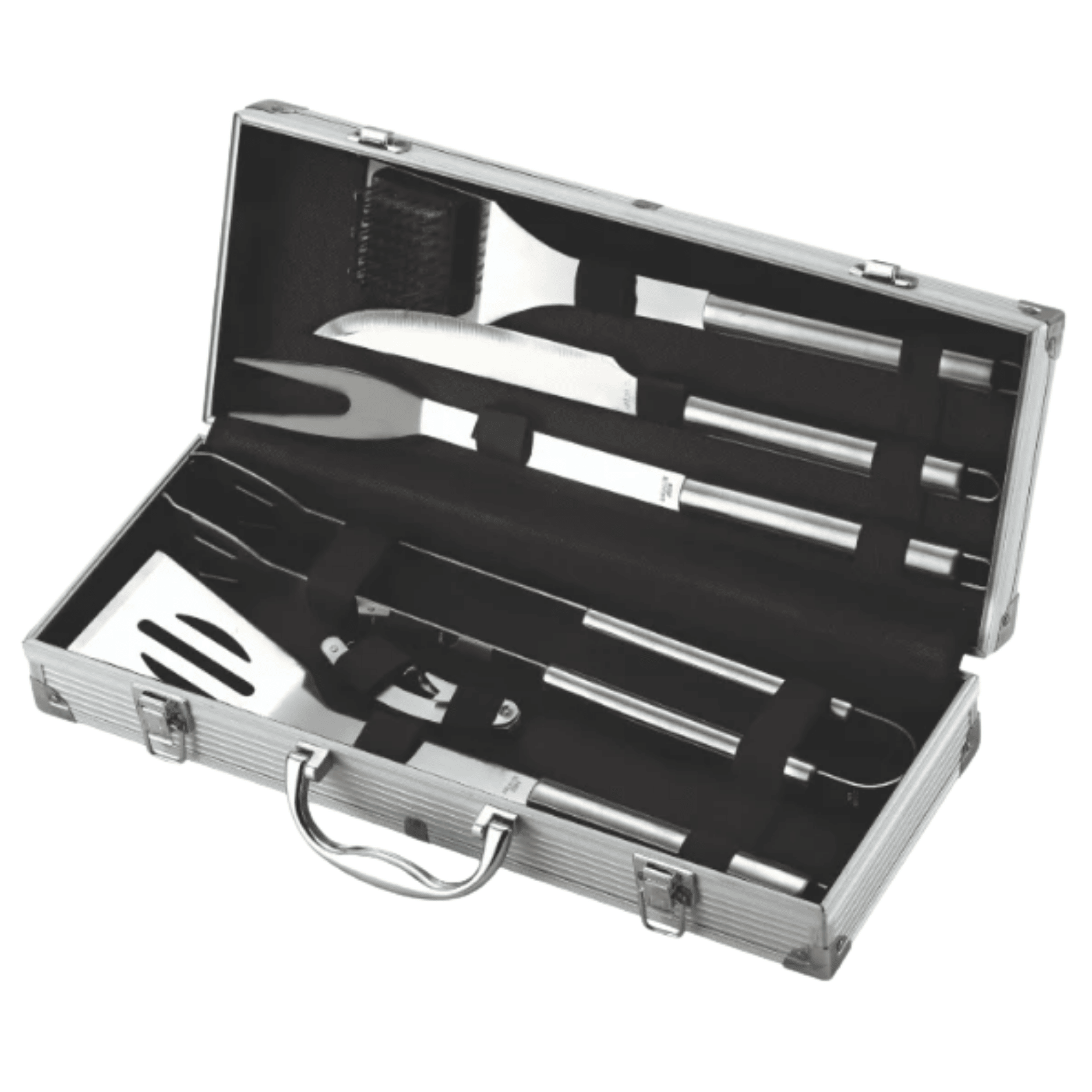 Set Per Barbecue Ompagrill | Kit Completo In Acciaio Inox Con Valigetta In Alluminio Professionale