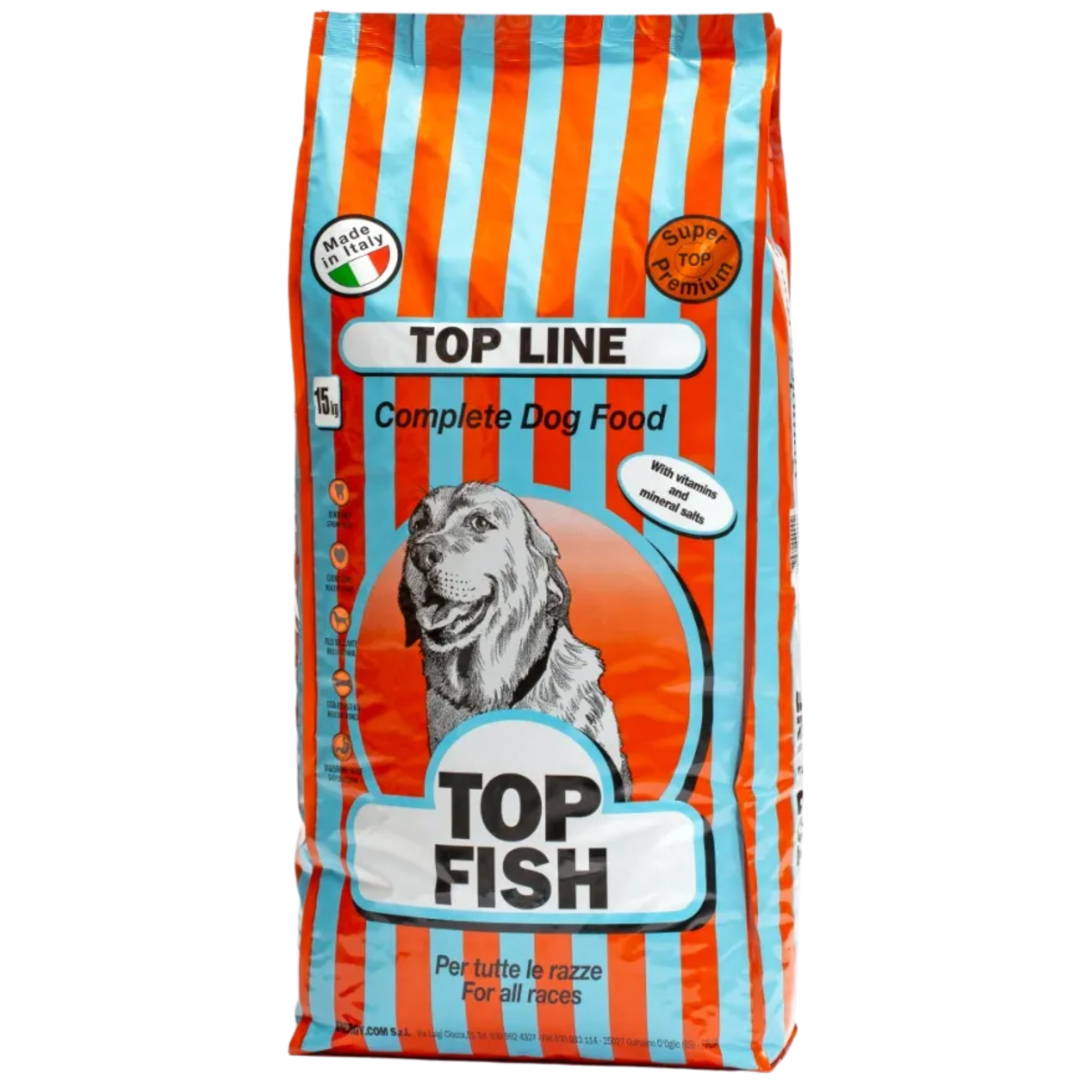 🐾 CROCHETTE PER CANI TOP ENERGY TOP FISH 15 KG | ALIMENTO COMPLETO CON PESCE DISIDRATATO | 24% PROTEINE MADE IN ITALY