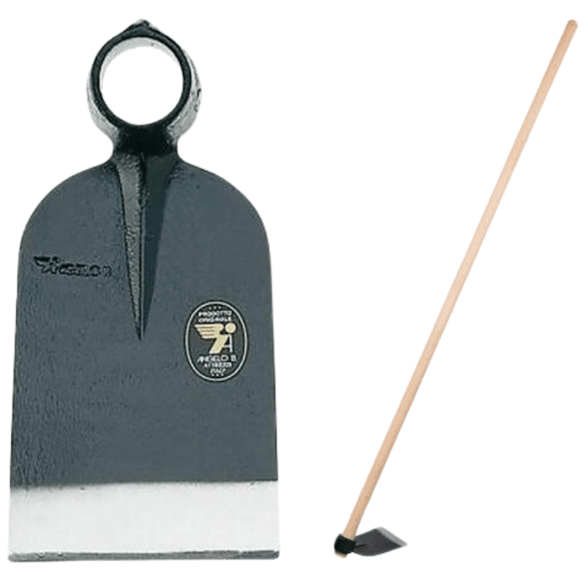 In acciaio forgiato. Occhio ovale, denti piatti.