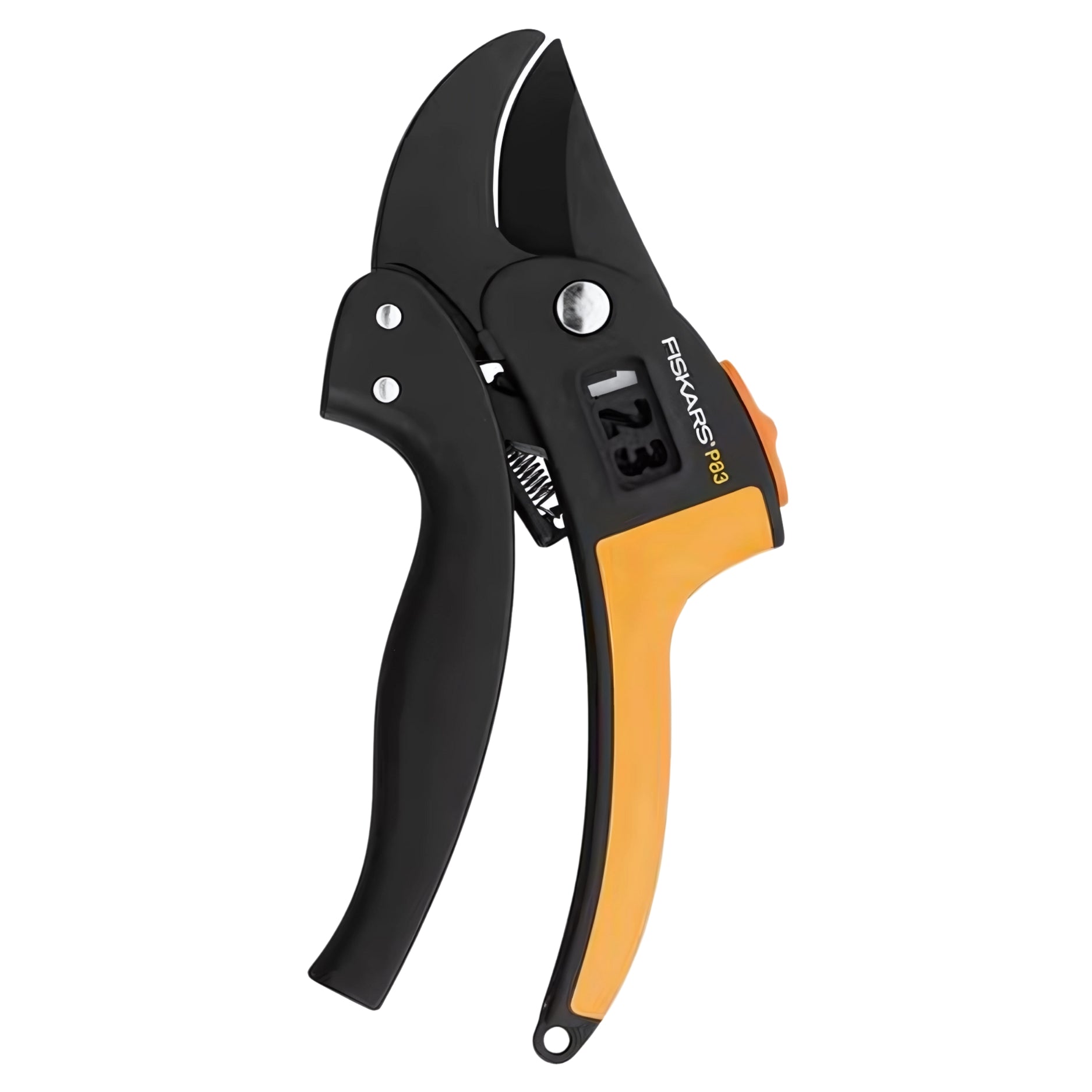Forbici Professionali Da Potatura Fiskars P83 A Incudine 19 Cm | Taglio Legno Duro Fino A 2,4 Cm | Design PowerStep Ergonomico Nero/Arancione