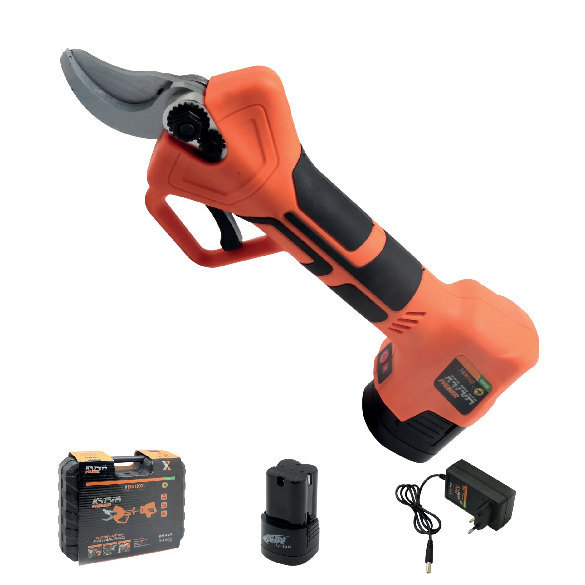 Forbice Elettrica Professionale Katana Pro Brixo | Cesoia Cordless 16.8V | Lama SK5 Giapponese | 2 Batterie Ricaricabili | Valigetta Inclusa