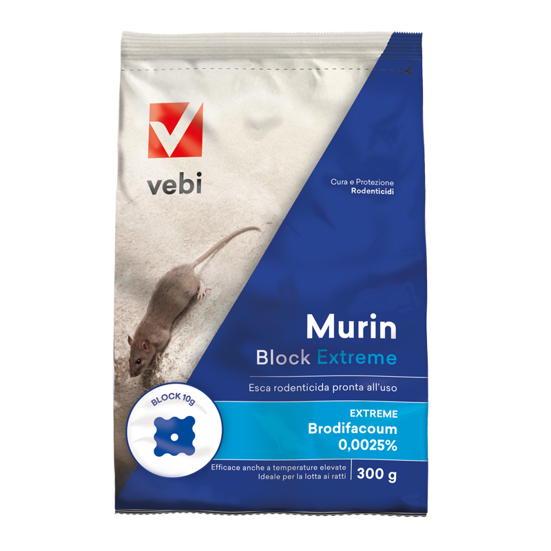 ESCA PER TOPI VELENO VEBI MURIN BLOCK EXTREME 300 GRAMMI FORMA DI BLOCCO PARAFIN