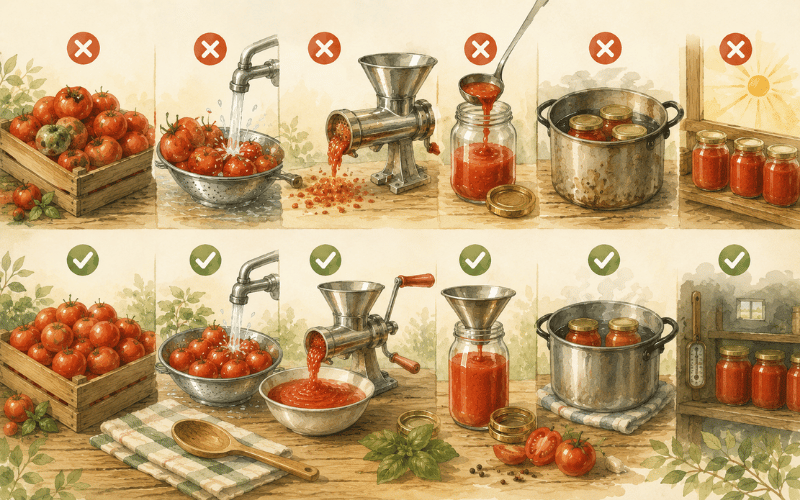 I 15 errori più comuni quando si prepara la passata di pomodoro (e come evitarli)