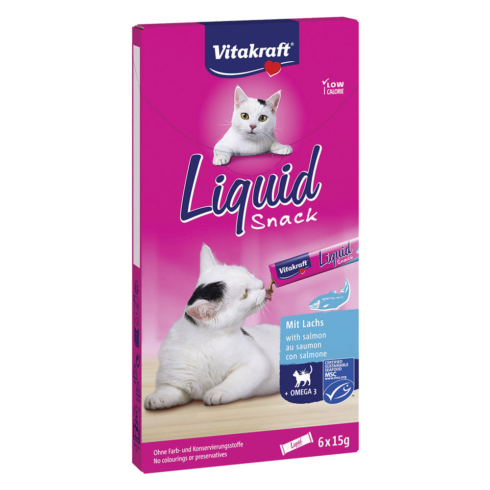 ALIMENTO PER GATTI 'LIQUID SNACK' gusto salmone - gr. 90 (6 snack)
