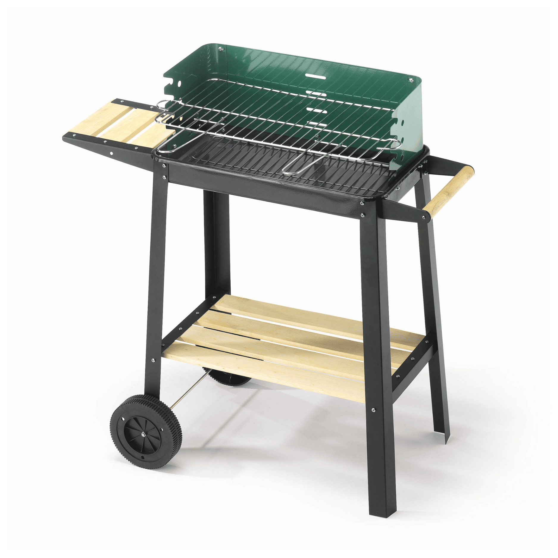 Barbecue A Carbone Ompagrill 50-25 Green/W | Carrello In Acciaio | Griglia Regolabile 4 Livelli