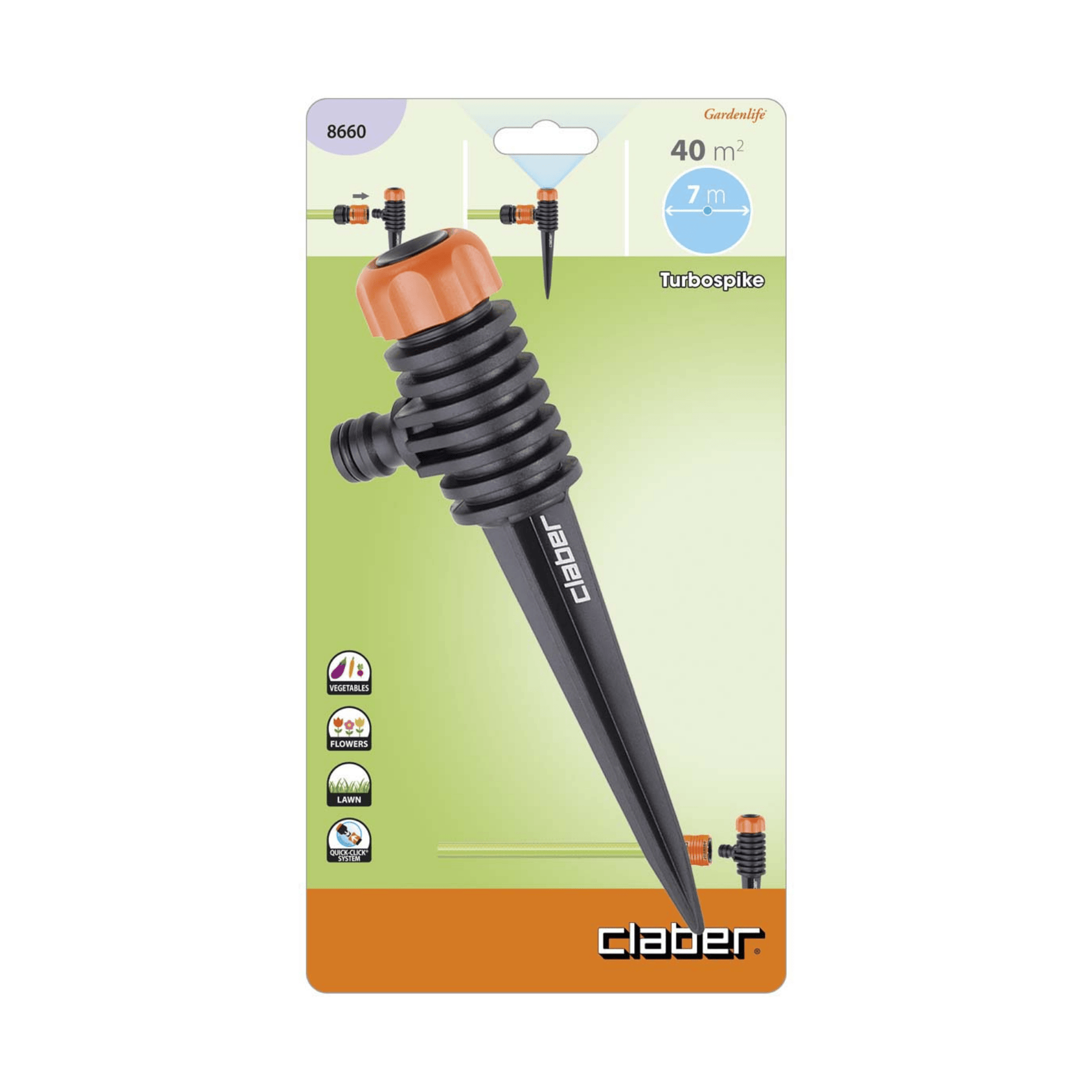 Irrigatore Professionale Claber Turbospike 8660 | Puntale Integrato | Irrigazione Fissa A Rosa Regolare
