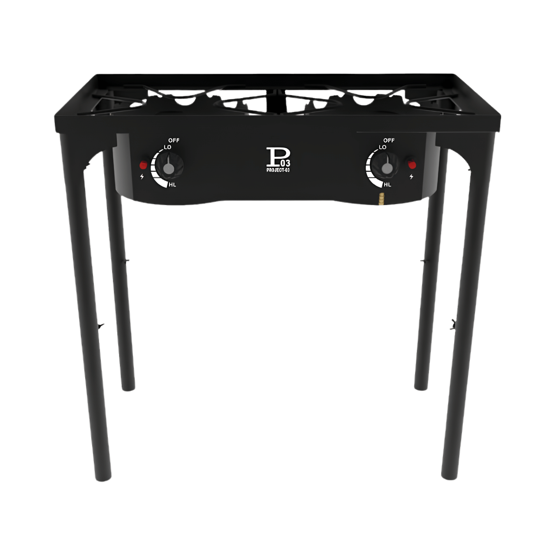 Omac Drago Professional Gas Stove, 40x40x80 cm | 8.5 kW Cast Iron Burner | Black Painted Iron Frame