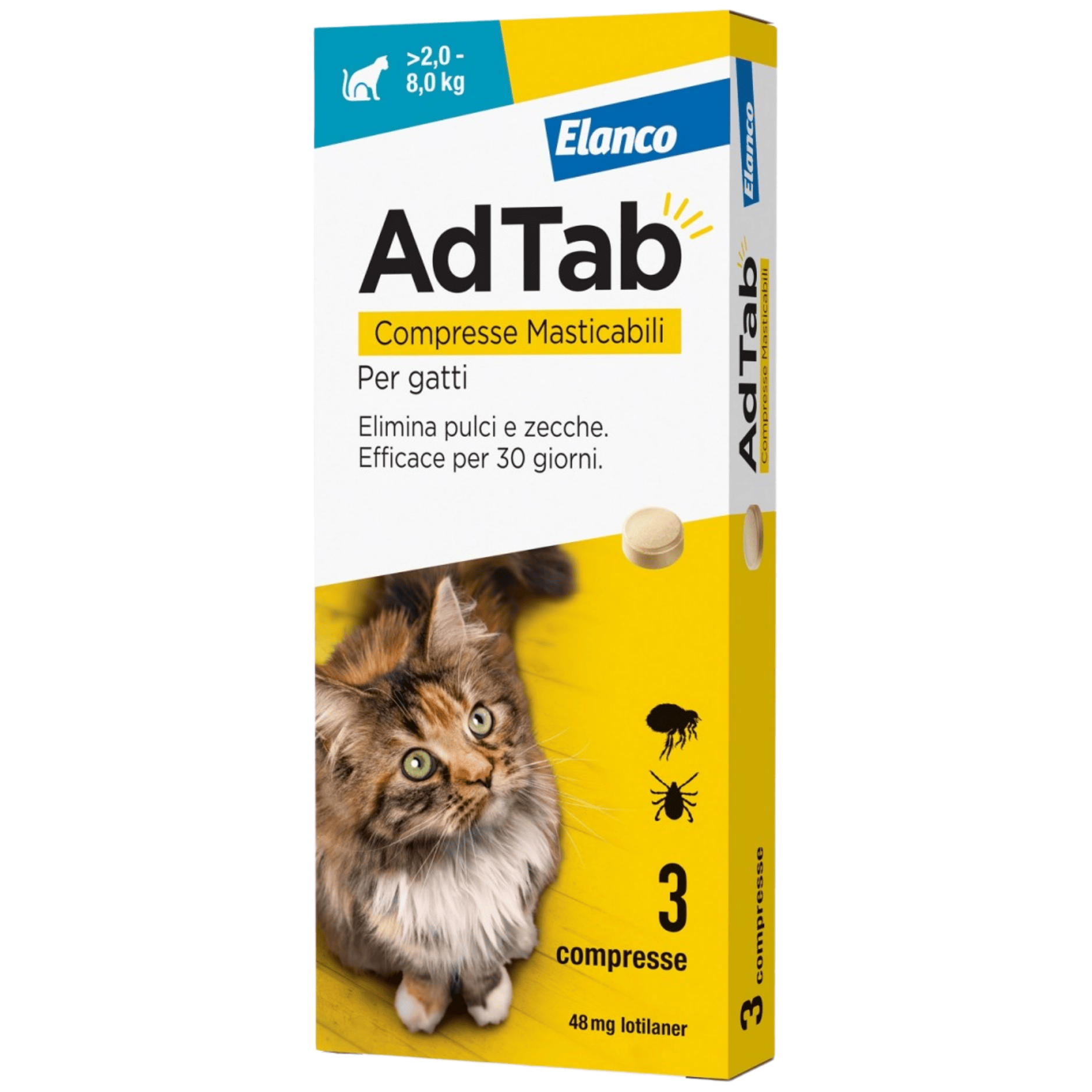Compresse Antiparassitarie Elanco Adtab Per Cani 0,5 - 8 Kg | Protezione Mensile Contro Pulci E Zecche | Formula Masticabile Aromatizzata