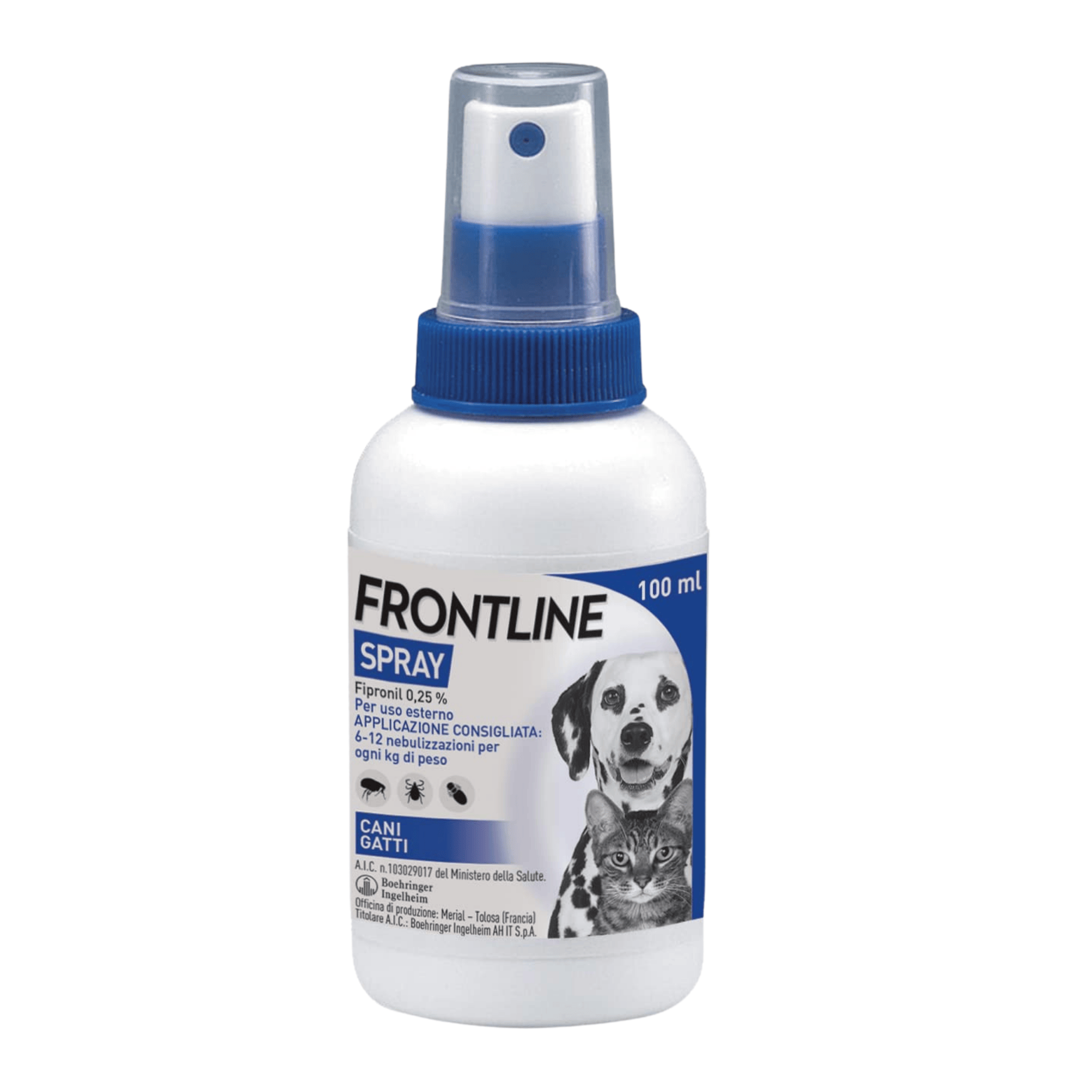 Antiparassitario Frontline Spray Cani E Gatti | Efficace Contro Pulci Zecche Pidocchi | 100-250 Ml