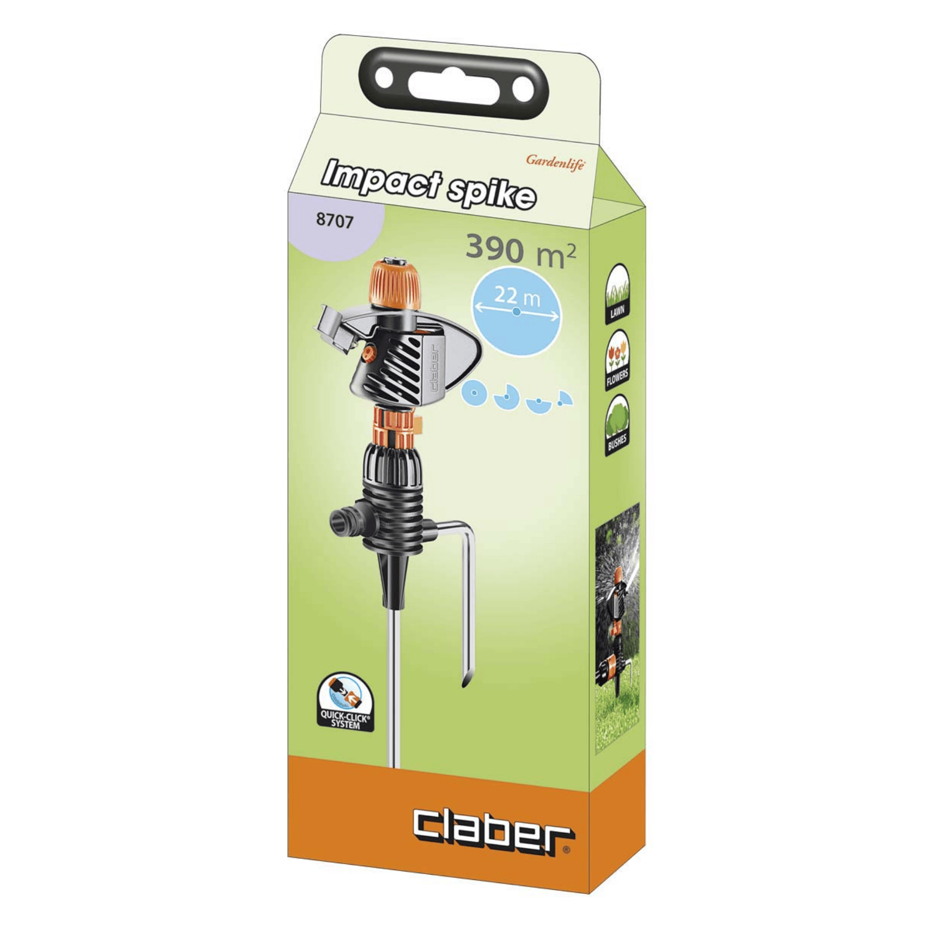 Irrigatore Battente Claber 8707 Su Picchetto Doppio Puntale | Irrigazione Settoriale 0°–360°