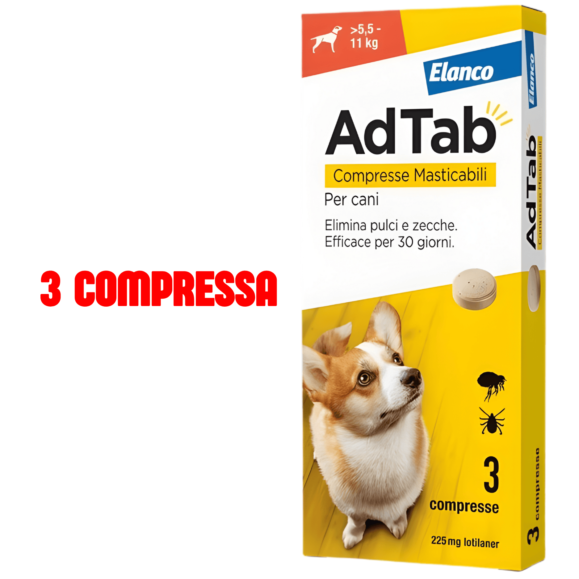 Compresse Antiparassitarie Elanco AdTab Per Cani 5,5 – 11 kg | Protezione Completa Da Pulci E Zecche