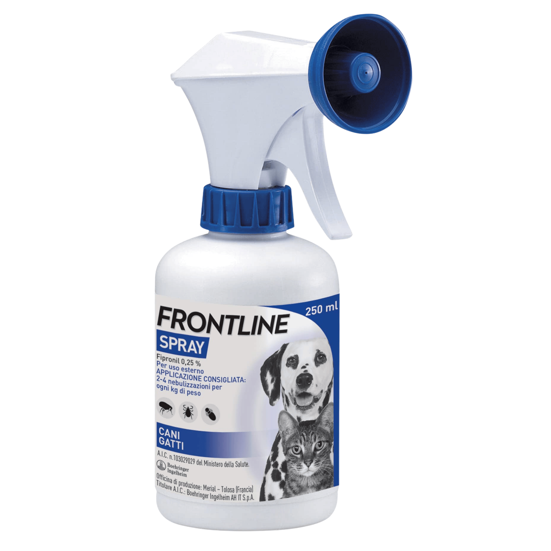 Antiparassitario Frontline Spray Cani E Gatti | Efficace Contro Pulci Zecche Pidocchi | 100-250 Ml