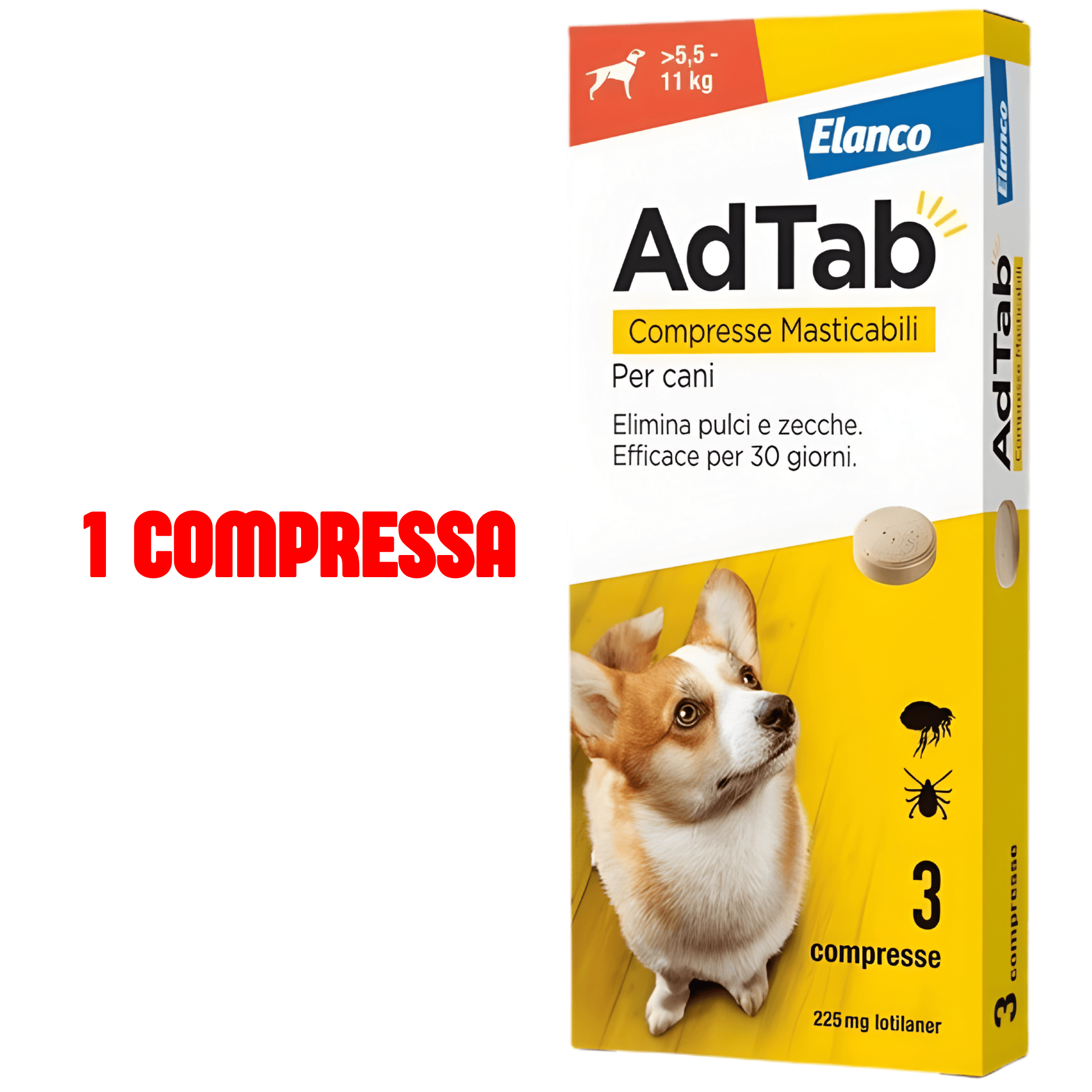 Compresse Antiparassitarie Elanco AdTab Per Cani 5,5 – 11 kg | Protezione Completa Da Pulci E Zecche
