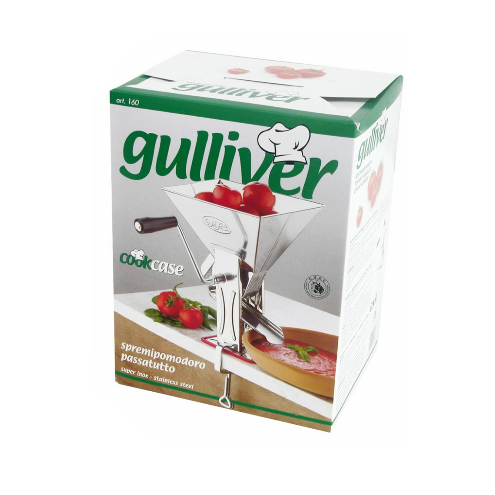Spremipomodoro Manuale Omac Gulliver In Acciaio Inox | Rullo In Alluminio | Retina Inox 18/10