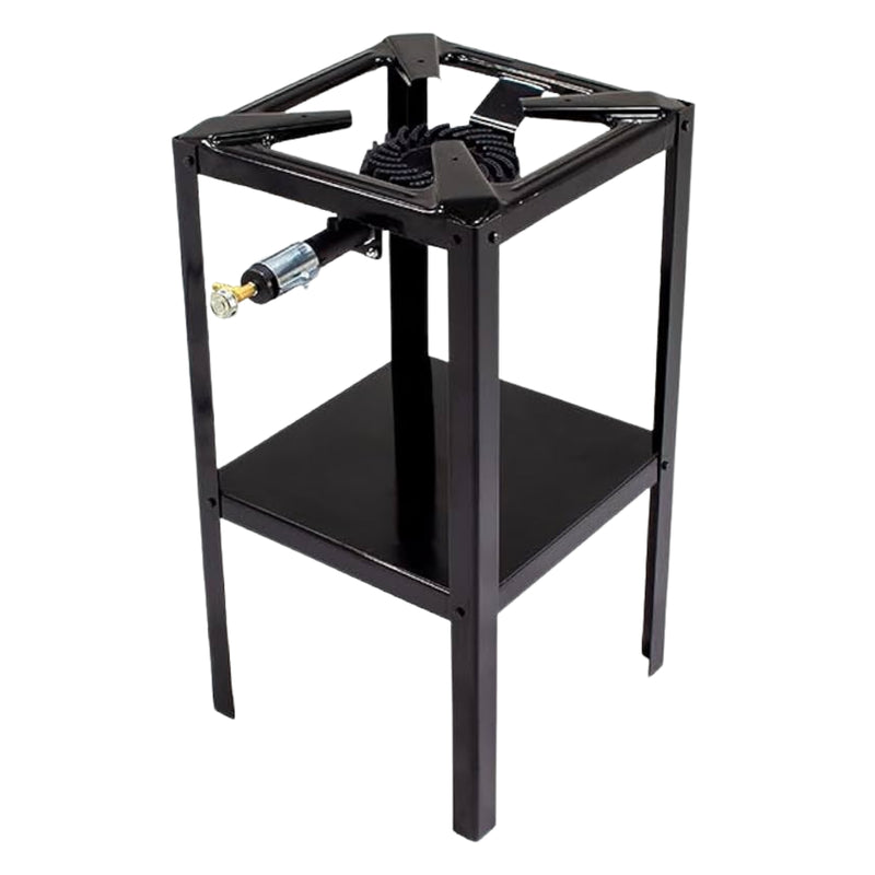 Fornellone A Gas Professionale Drago Omac 40x40x80 Cm | Bruciatore In Ghisa 8,5 kW | Struttura In Ferro Verniciato Nero