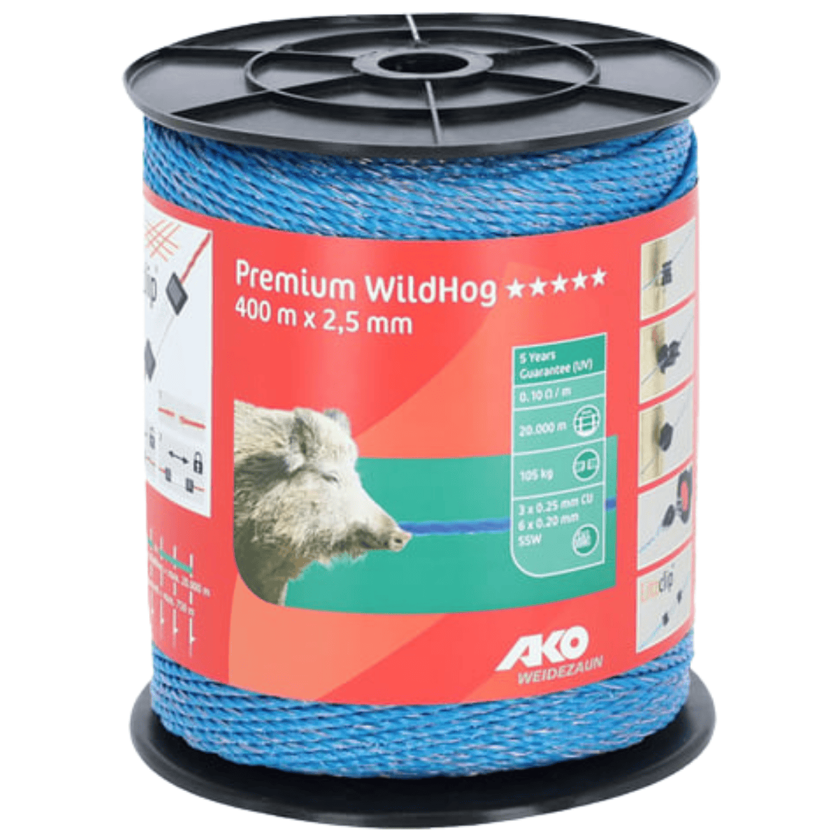 Filo Elettrificato Tondo Lif Premium Wildhog 400 Mt | Alta Visibilità Blu Anti Cinghiali