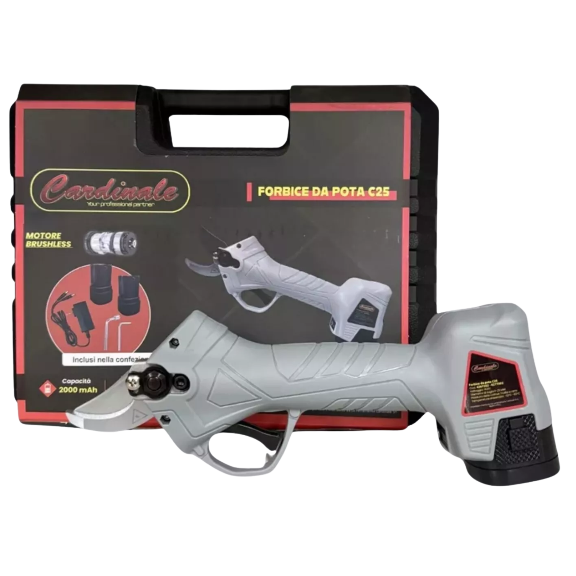 Forbici Da Potatura A Batteria Cardinale C25 | Motore Brushless 16.8V Con Due Batterie Incluse ProX
