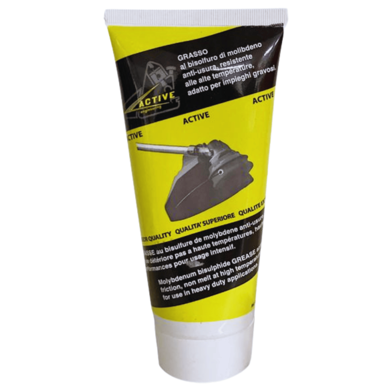 Al bisolfuro di molibdeno, anti usura e resistente alle alte temperature. Idoneo per impieghi gravosi. In tubetto.

