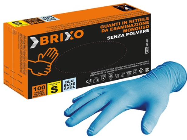 Guanti Monouso In Nitrile Brixo Senza Polvere | Alta Resistenza E Sensibilità | Confezione Da 100 Pezzi | Taglia Universale | Uso Professionale E Domestico