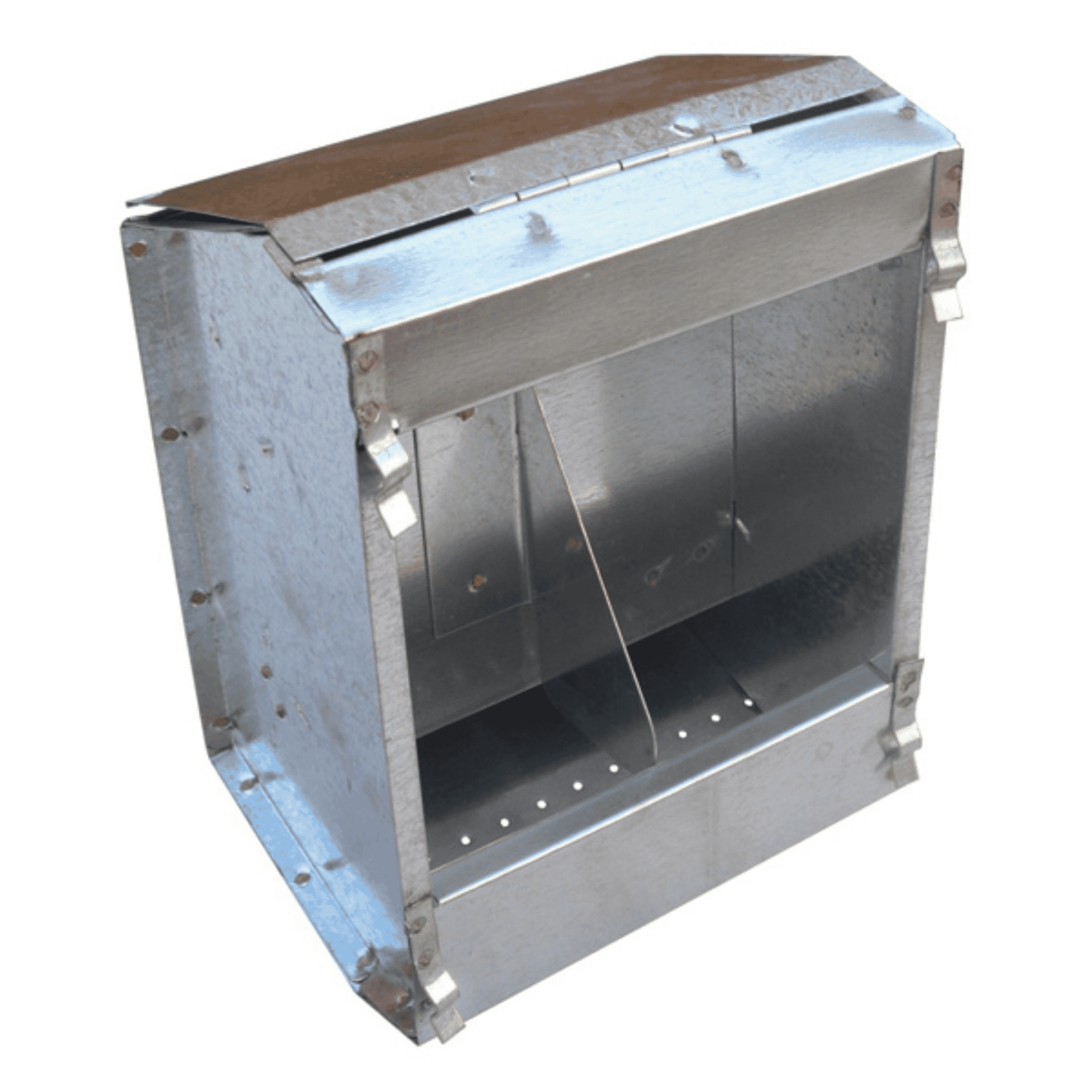 Mangiatoia A Tramoggia Per Conigli Giacomo Menza In Lamiera Zincata Con Coperchio