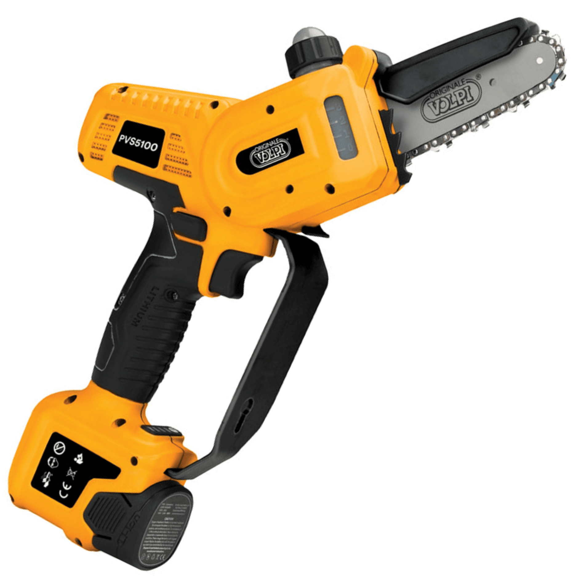 Potatore A Batteria Volpi PVS 5100 | Taglio 80 Mm | Impugnatura Soft Grip | Kit 2 Batterie 2,5 Ah