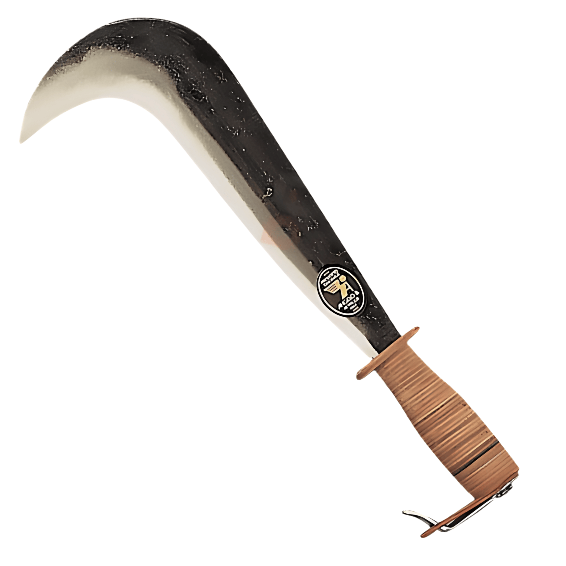 Roncola Professionale Angelo B Bergamo | Lama In Acciaio Forgiato | Manico In Cuoio | Misure 26-28 Cm