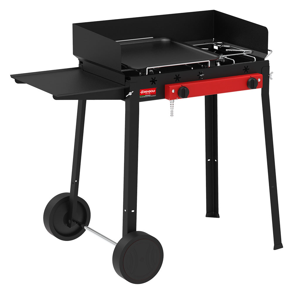 BARBECUE CARRELLATO A GAS 'COMBINATO' cm. 71 x 48 x 69 (L x P x H)